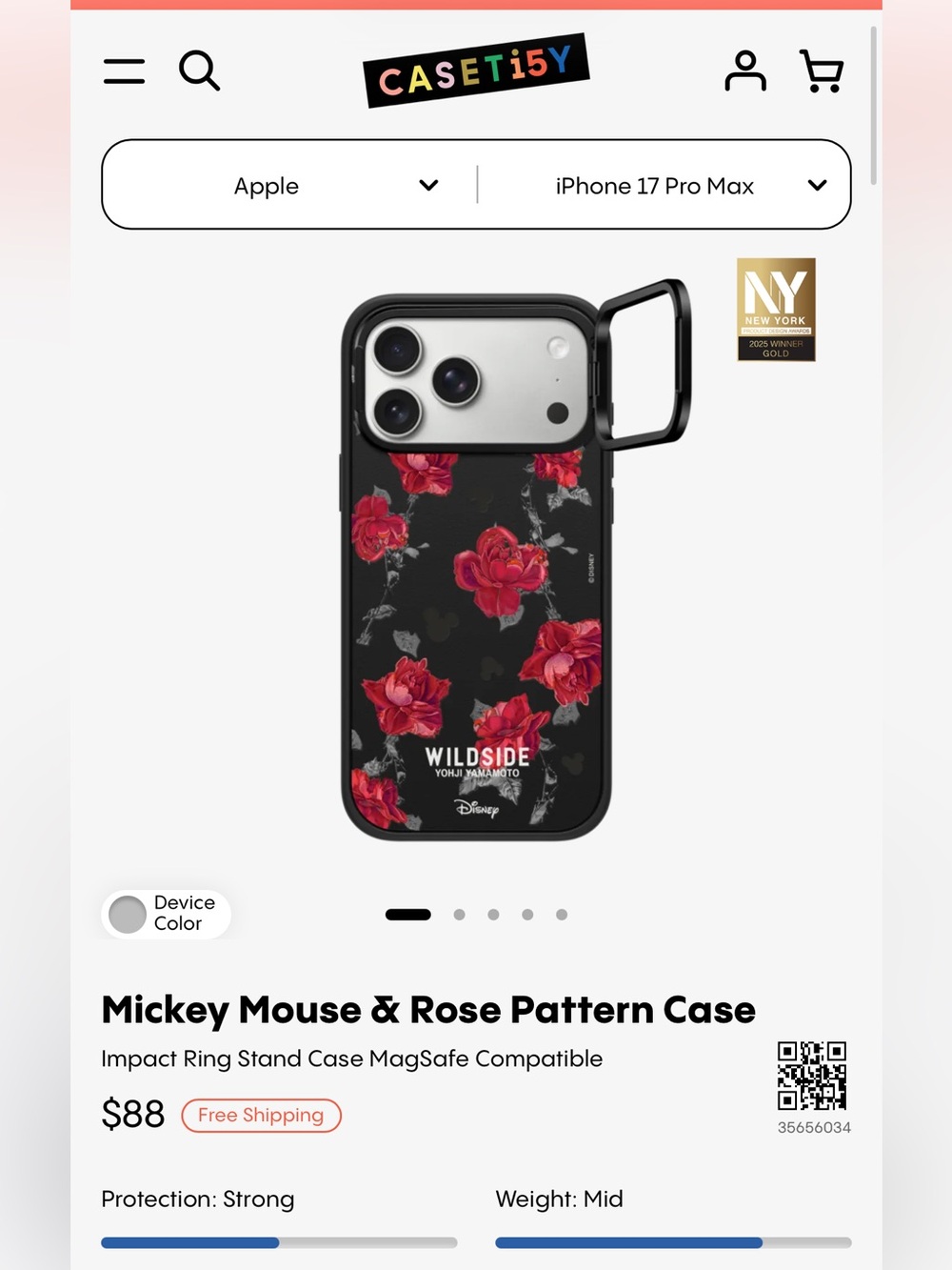 Casetify NIB Wild side Disney iPhone 17 pro max case. MagSafe mickey goth